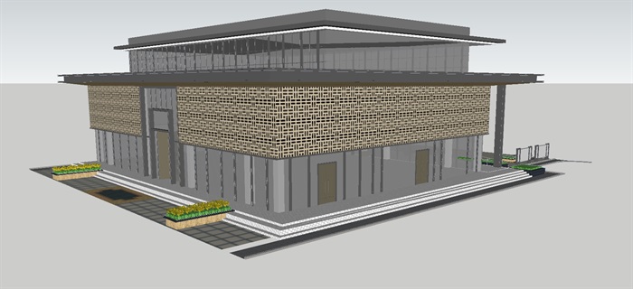 现代小区会所建筑方案ＳＵ模型(3)