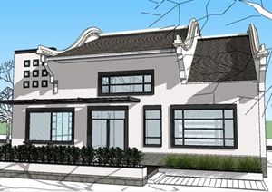 中式独栋别墅建筑设计SU(草图大师)模型