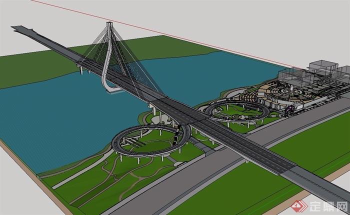 阆中桥梁建筑设计su模型
