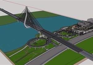 阆中桥梁建筑设计SU(草图大师)模型