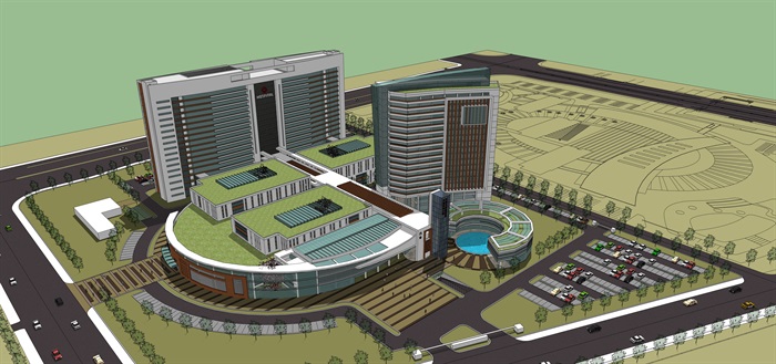 医院高层详细建筑设计su模型