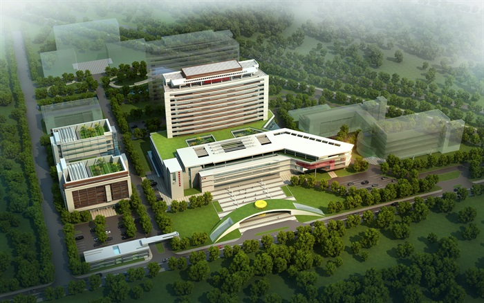 滨海园区医院详细建筑设计su模型