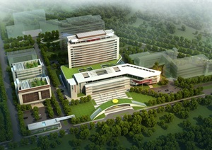 滨海园区医院详细建筑设计SU(草图大师)模型