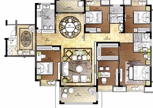 两套样板房室内住宅jpg彩色平面方案