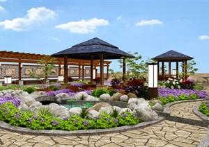 屋顶花园详细完整的景观设计SU(草图大师)模型