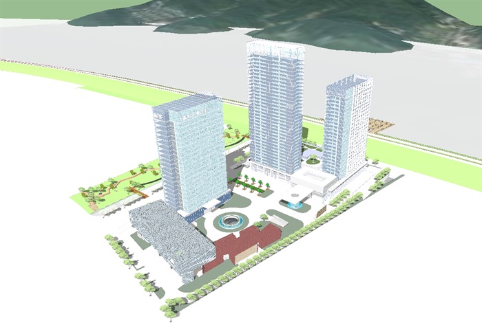 滨河时代广场酒店建筑方案ＳＵ模型