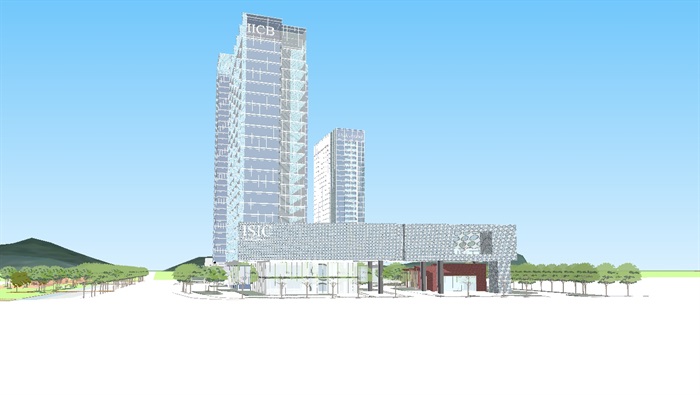 滨河时代广场酒店建筑方案ＳＵ模型