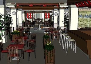 精品酒店餐厅详细室内设计SU(草图大师)模型