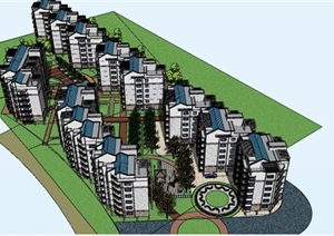 住宅小区景观及建筑设计SU(草图大师)模型