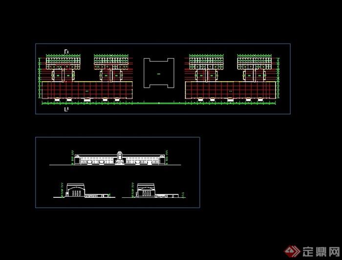 战士食堂建筑设计cad方案图（含效果图）