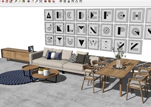 11套现代风格沙发茶几组合家具ＳＵ模型
