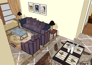 北美风格户型室内家装方案SＵ模型