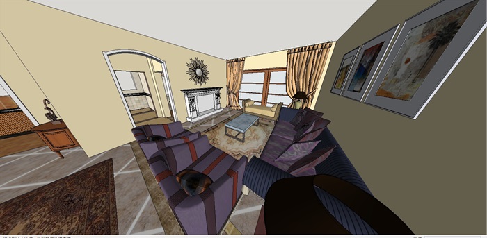 北美风格户型室内家装方案SＵ模型(4)