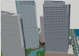现代商业办公楼建筑SU(草图大师)模型