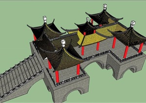 五亭桥详细设计SU(草图大师)模型