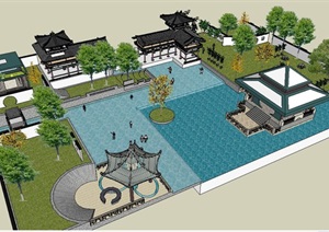 古典庭院详细景观设计SU(草图大师)模型