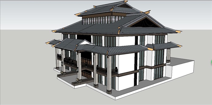 古典建筑商业会所SU模型