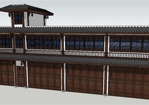 中式传统古建药房建筑SU(草图大师)模型
