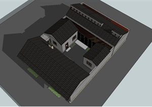 四合院民居住宅建筑设计SU(草图大师)模型