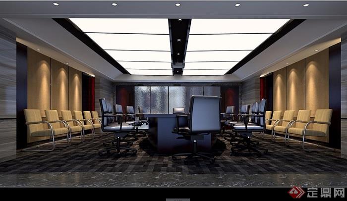 某现代详细的室内办公空间jpg效果图