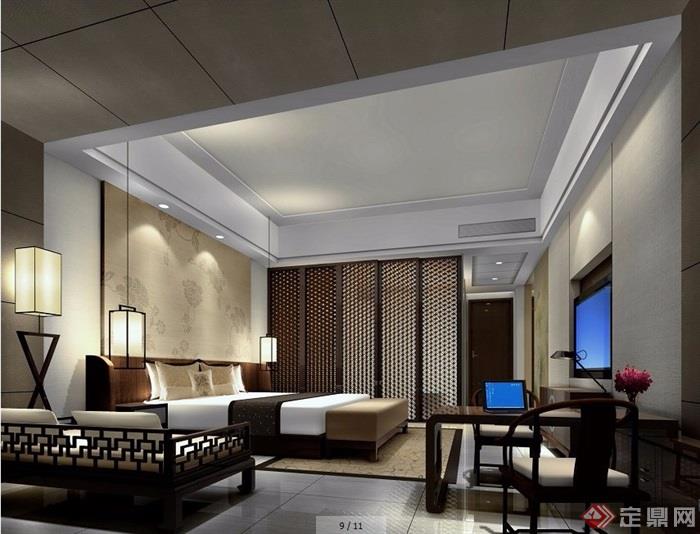 中式风格酒店装修设计效果图及手绘图