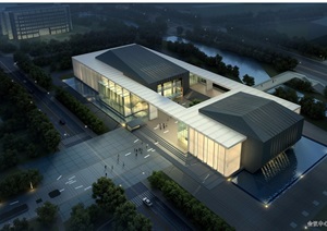 淮南政务中心办公楼建筑设计cad、jpg方案及SU(草图大师)模型
