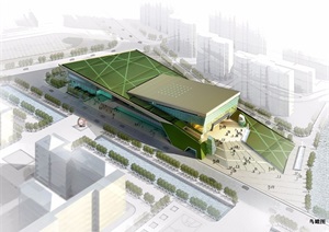 无锡市新区体育馆建筑设计jpg、cad方案