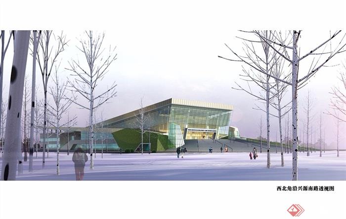 无锡市新区体育馆建筑设计jpg、cad方案