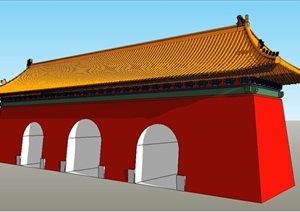 中国红大红门设计SU(草图大师)模型
