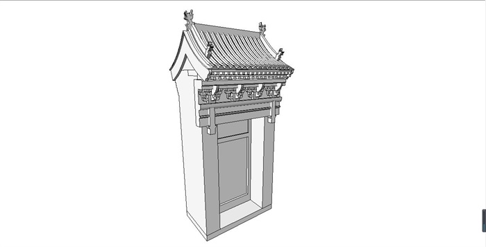 中式古典风格垂花门SU模型