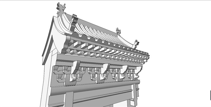 中式古典风格垂花门SU模型