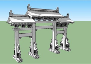 古典风格斗拱牌坊SU(草图大师)模型