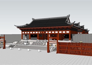 古典中式风格家宅府邸建筑设计SU(草图大师)模型