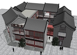古建商业楼建筑SU(草图大师)模型