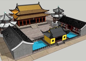 精致的明清寺庙SU(草图大师)模型