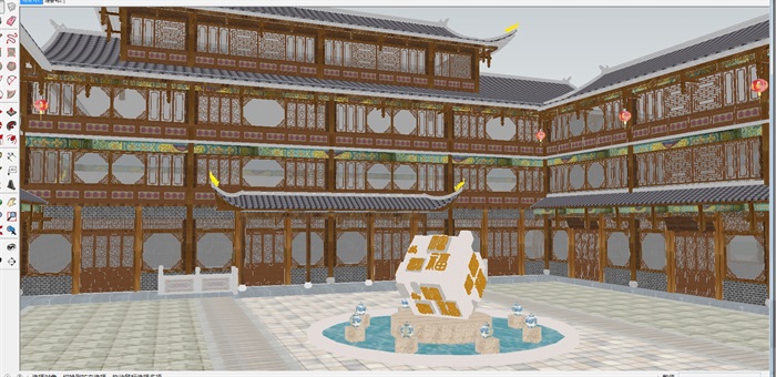 古典中式三层茶楼ＳＵ模型(1)