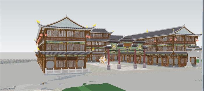 古典中式三层茶楼ＳＵ模型(6)