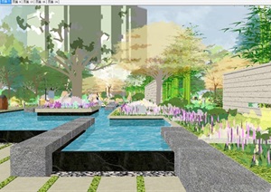 现代小区中庭景观方案SＵ模型