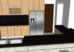 现代厨房木质橱柜套装设计方案SＵ模型