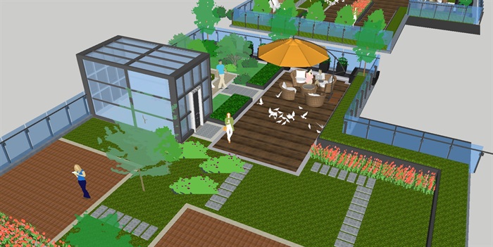 两个办公区屋顶休闲花园SＵ模型(1)