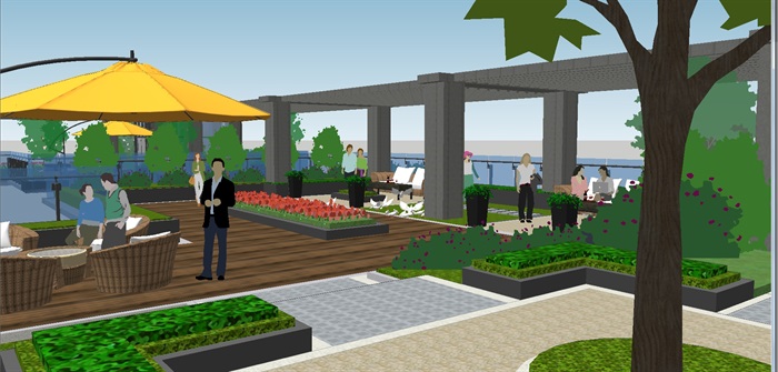 两个办公区屋顶休闲花园SＵ模型(2)