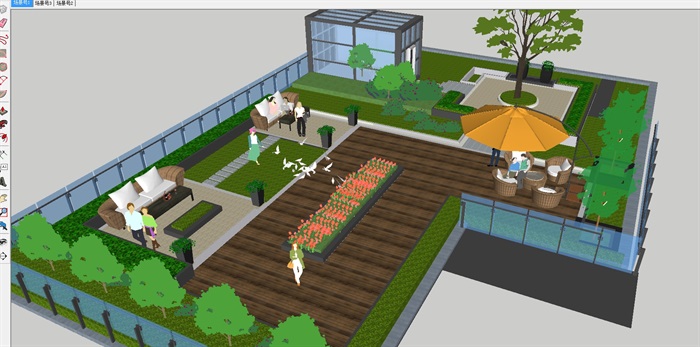 两个办公区屋顶休闲花园SＵ模型(3)
