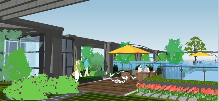 两个办公区屋顶休闲花园SＵ模型(4)