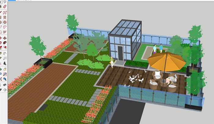 两个办公区屋顶休闲花园SＵ模型(5)