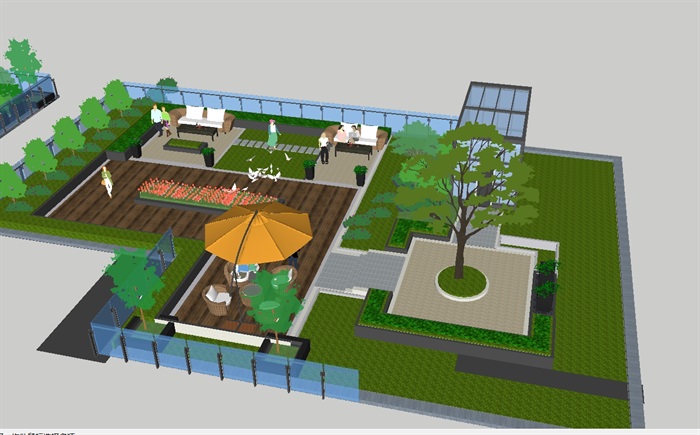 两个办公区屋顶休闲花园SＵ模型(7)