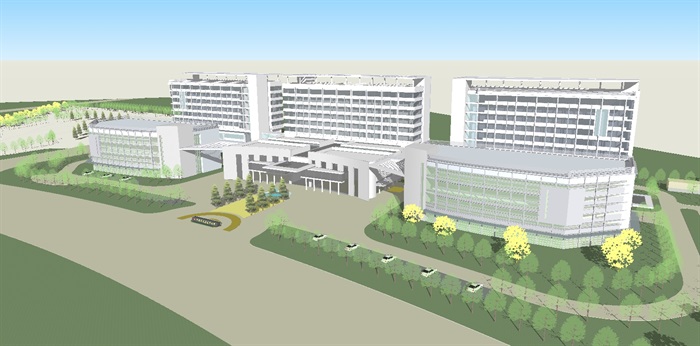 9个风格各异的综合医院建筑方案ＳＵ模型 (12)(3)