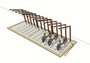 自行车棚廊架设计SU(草图大师)模型