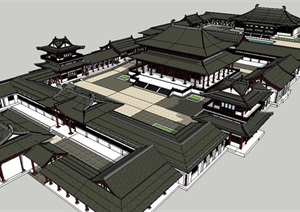 古建寺庙建筑SU(草图大师)模型