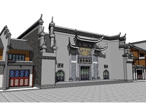 古典风格餐厅建筑SU(草图大师)模型