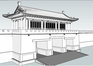 古建城门建筑SU(草图大师)模型